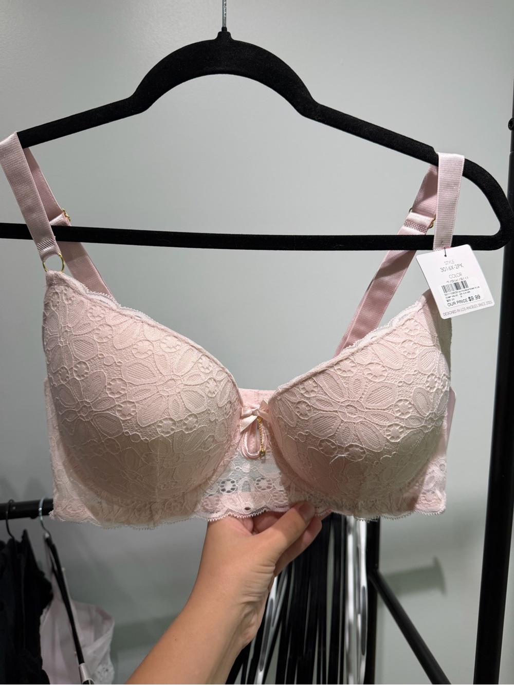 Delicate Lace Padded Bra - Blush Pink